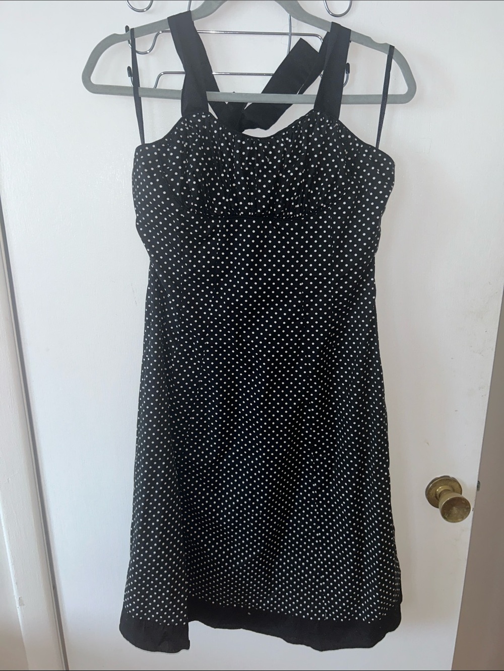 Black Polka Dot Y2K Sleeveless Dress Halter Midi Dress NWOT
